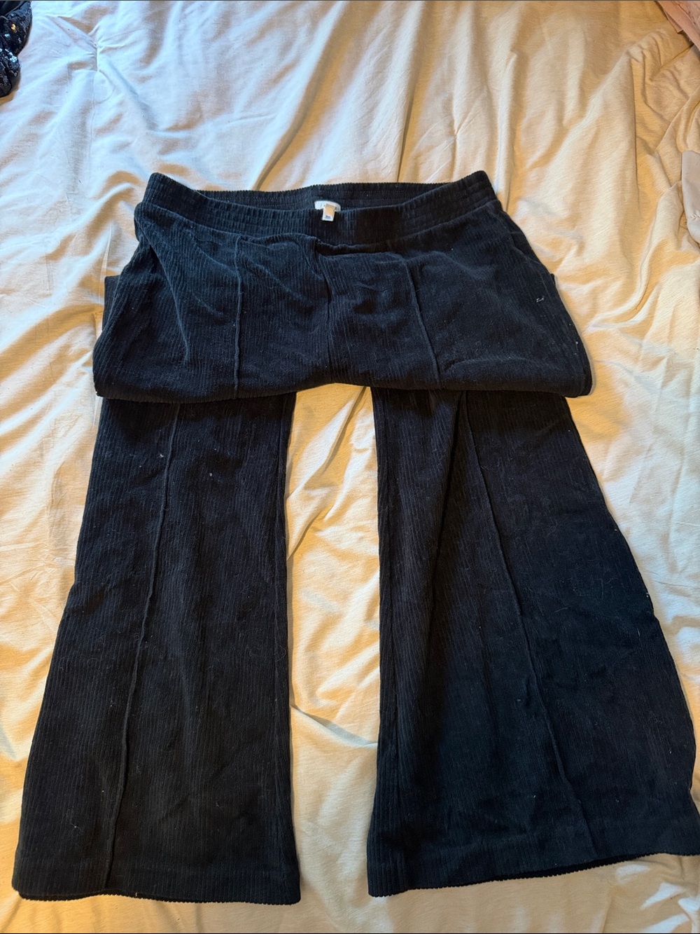 aerie Black Corduroy Wide-Leg Jeans